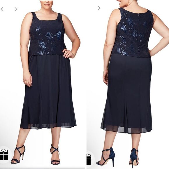 Alex Evenings Dresses & Skirts - Elegant Navy Blue Sleeveless Dress